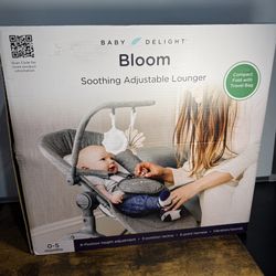 Baby Delight Bloom Soothing Adjustable Lounger: Gray Baby Bouncer, Folds for Easy Transport Storage