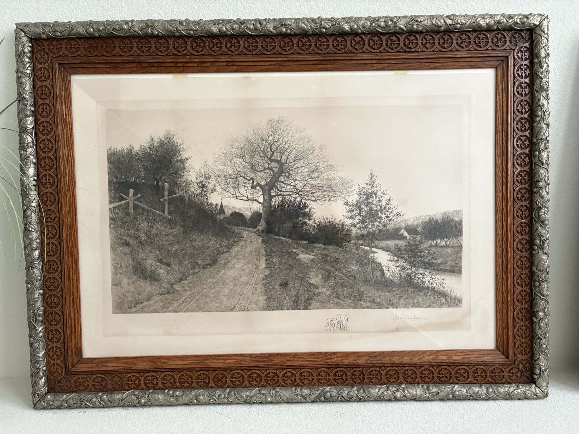Antique framed drawing