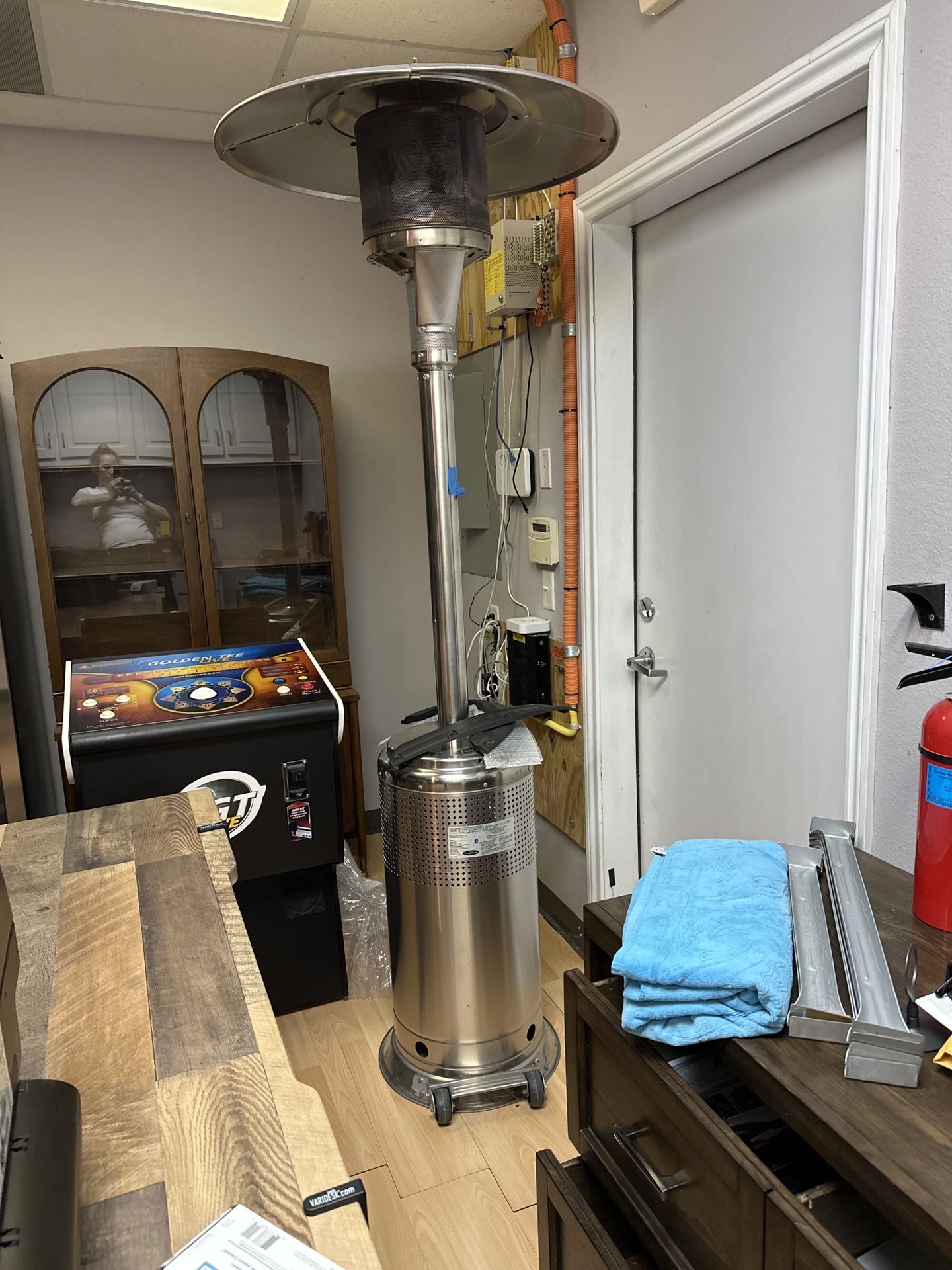 Fire Sense Outdoor Propane Patio Heater with Wheels Stainless