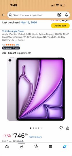 iPad Air 13inch 128gb brand new in box most recent model purple