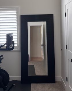 Large Floor Mirror with Black Frame