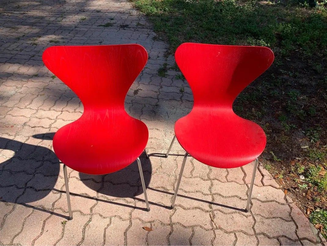 Fritz Hansen Danish MCM Red Butterfly chairs