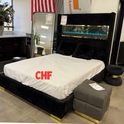 Modern flame visualizer Queen/california king/King bed frame