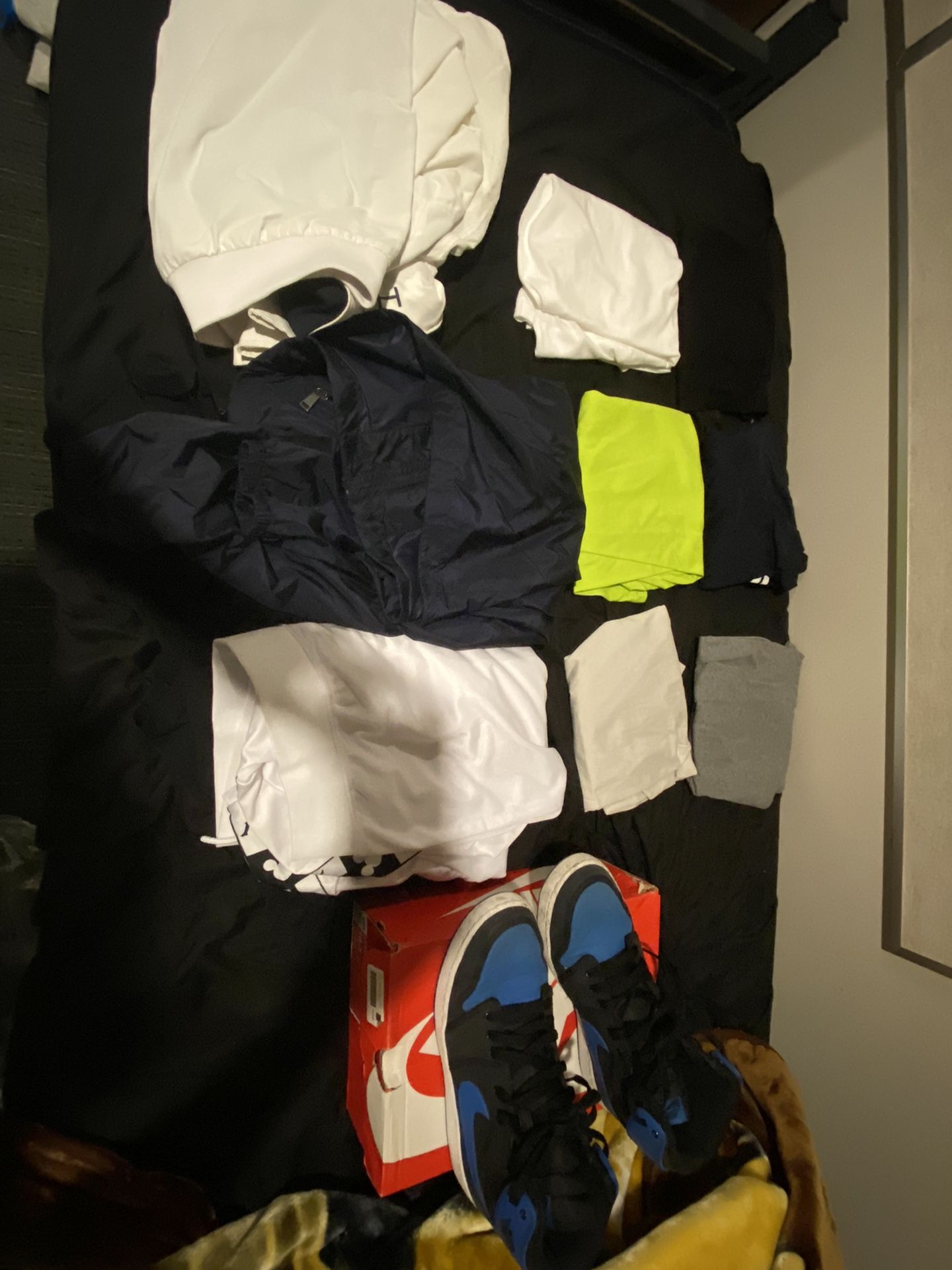Big clothing Brands Polo, Kappa, Tommy H, Supreme, Patagonia, Adidas, and LRG Bulk bundle And Jordan AJKO 1 Sport Blue