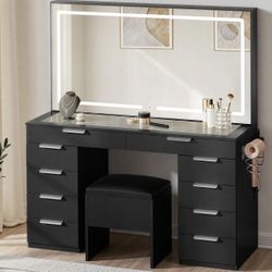 Black vanity With Mirror