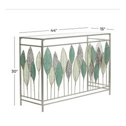 New Silver LEAF RECTANGLE CONSOLE TABLE 