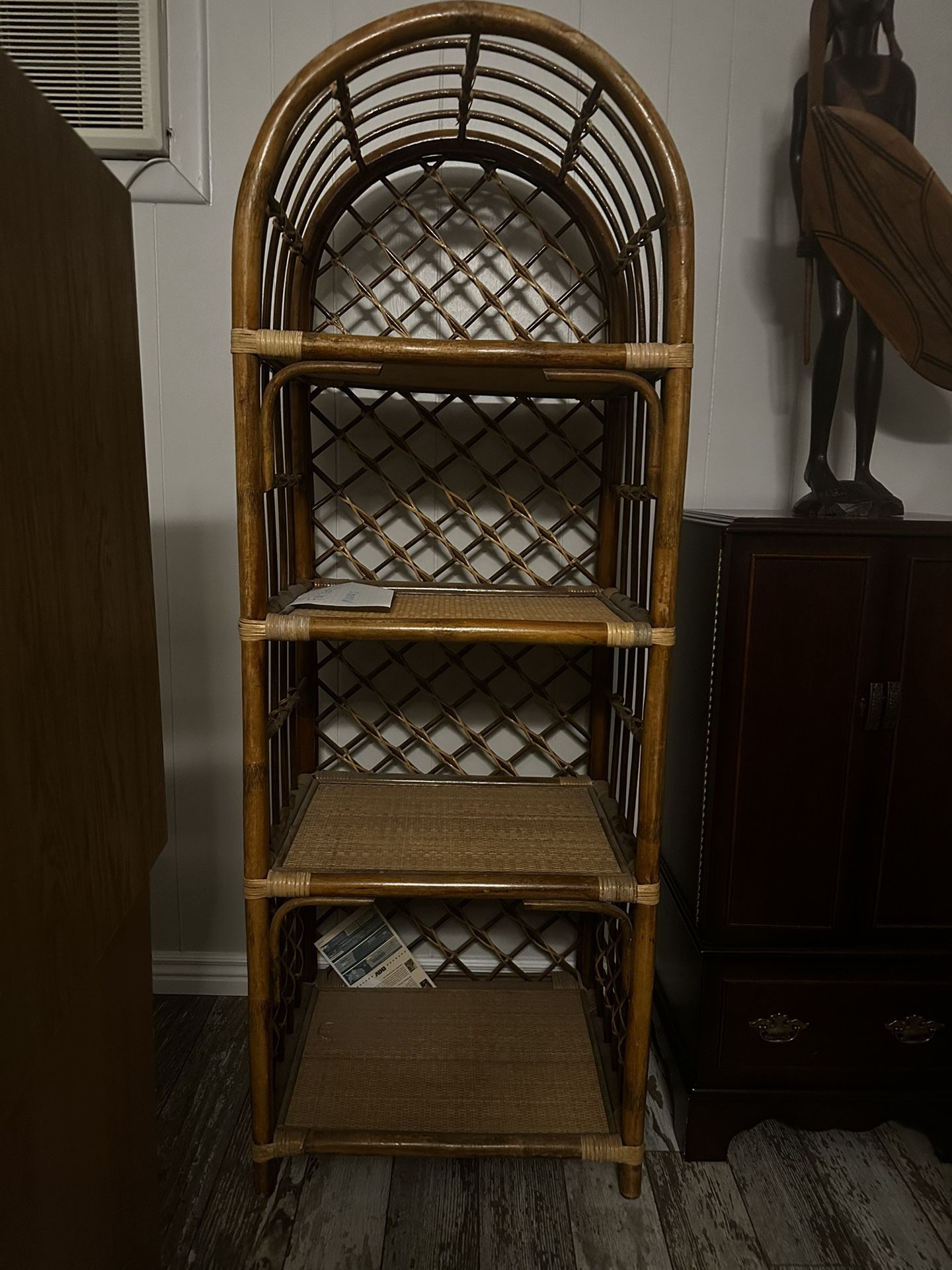 Vintage Wicker Shelving Unit