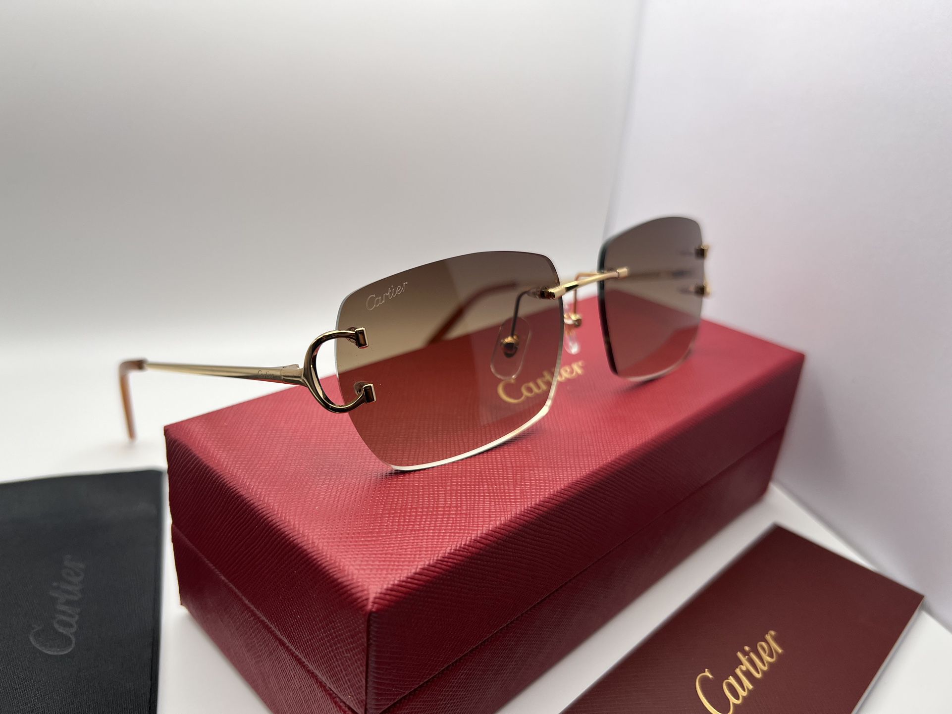 Cartier Big C Decor CT0092O Piccadilly Gold/Brown Glasses for Sale