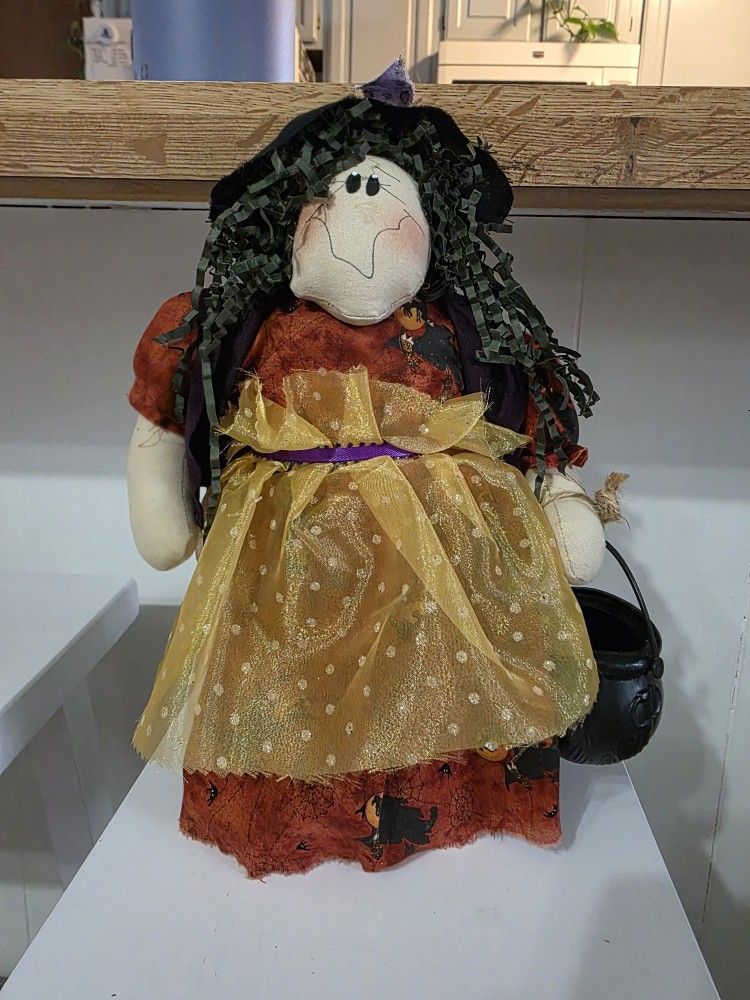 Handcrafted Sweet Witch Folk Art Halloween Decor