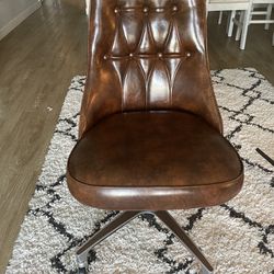Vintage Chromcraft Brown Vinyl Swivel Rolling Chair.