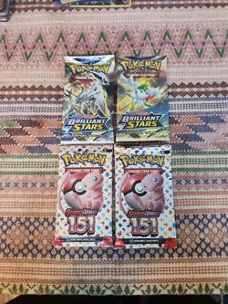 Two 151 and two Brilliant Stars sealed Eng Pokémon booster packs