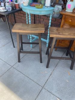 Pair wood barstool barstools 24 by 17 by 9