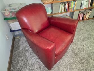 Crate & Barrel Red Leather Club Chair / Accent Chair