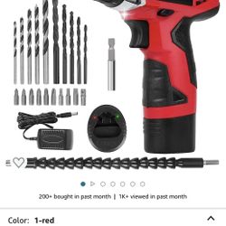 AVID POWER 12V Cordless Drill, Power Drill Set with 22pcs Impact Driver/Drill Bits, 2 Variable Speed, 3/8-Inch Keyless Chuck, 15+1 Torque Setting (Red