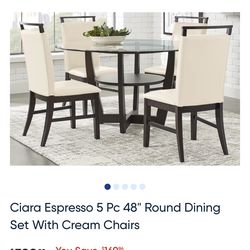 Round Dining Set with Cream Chairs included