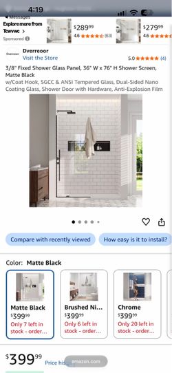 Fixed shower glass panel