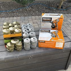 Pair of Rigid 1 3/4” Roofing Coil Nailers and Nails