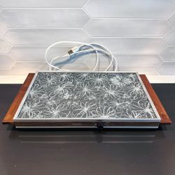 Vintage Sears electric warming tray hot plate  w/ teak handles.  model #(contact info removed)0 Over all 17 3/4” x 10 1/4”