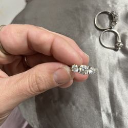 2 Carat Moissanite Three Stone Ring 925 Sterling Silver Size 9 Resizable