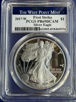 2017-W 1oz PCGS PR69 DCAM WEST POINT MINT EAGLE SILVER COIN