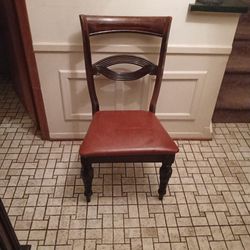 Vintage Accent Chair/ Leather Cushion Seat 