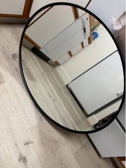Round Black Framed Wall Mirror