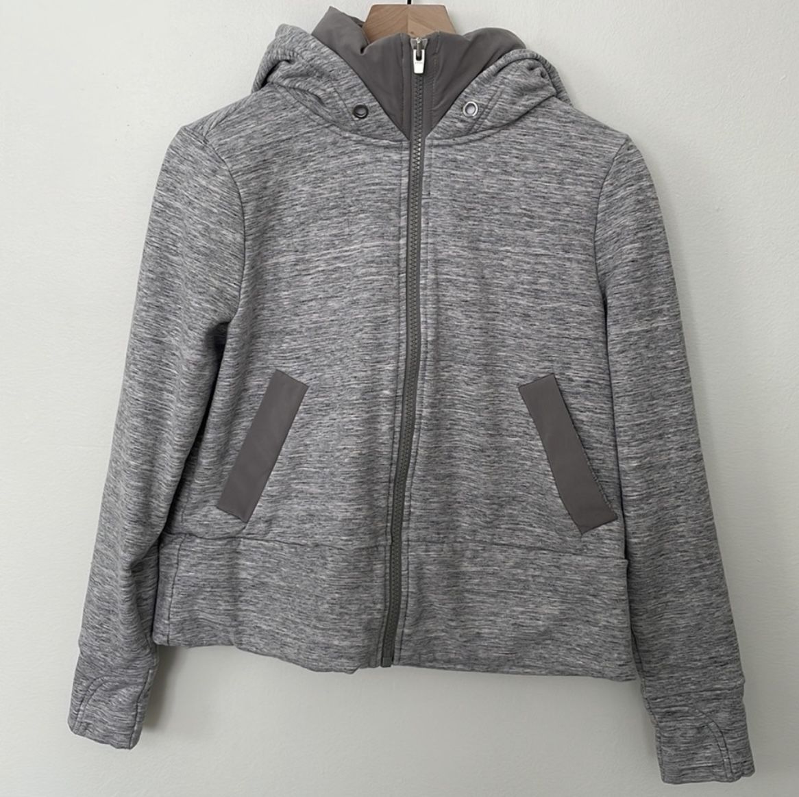 Athleta | Victory Primaloft Hooded Grey Full Zip Sweatshirt w/ Insulated Neck S