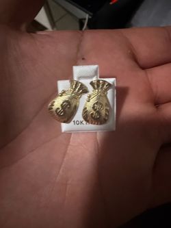 10k money bag earrings