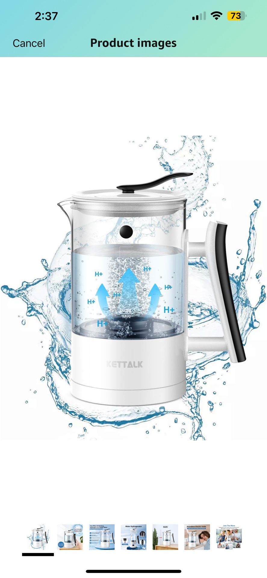 Hydrogen Water Kettle, Hydrogen Water Pitcher, with SPE and PEM Concentrator Technology, Hydrogen Water Generator, Balanced PH Water, 7 Preset Temps