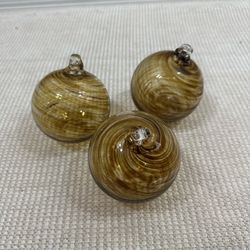 Set Of 3 Brown Glass Ornaments 