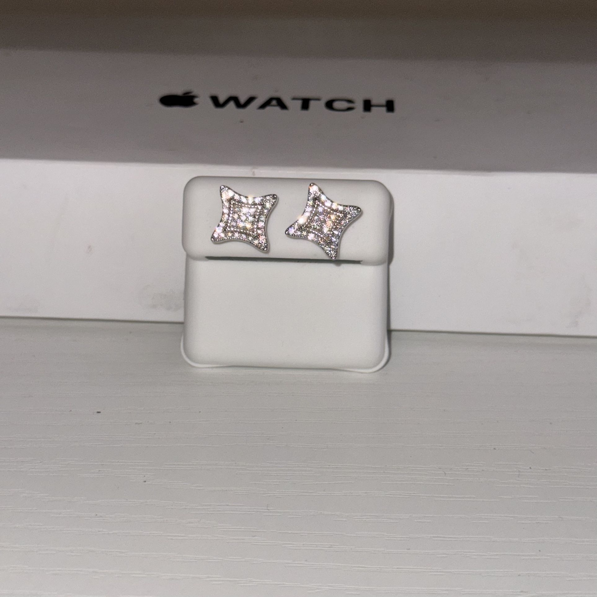 Designer 0.81CT Moissanite Star Square Earrings – VS Clarity, D Color, 925 Silver