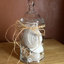 Glass Jar With Seashells 