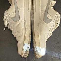 Nike Air Force 1  in white and grey sneakers used no box.size 9.5