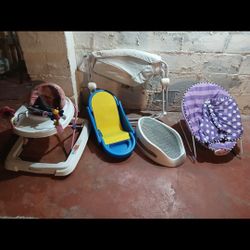 Baby Bathtubs 20$ Each Baby Walker 25$, Baby Sleeper Bouncer 30$