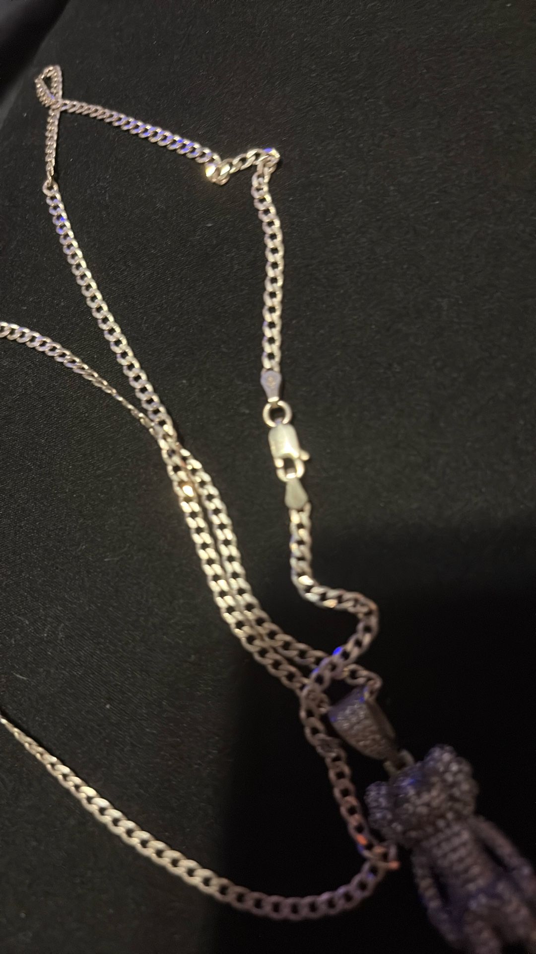 KAWS DIAMOND AND SILVER NECKLACE