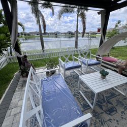Patio Set . Brand New And Assembled . Aluminum With Cushion. 