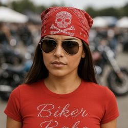Women’s Rhinestone Skull And Crossbones  Bandanas 
