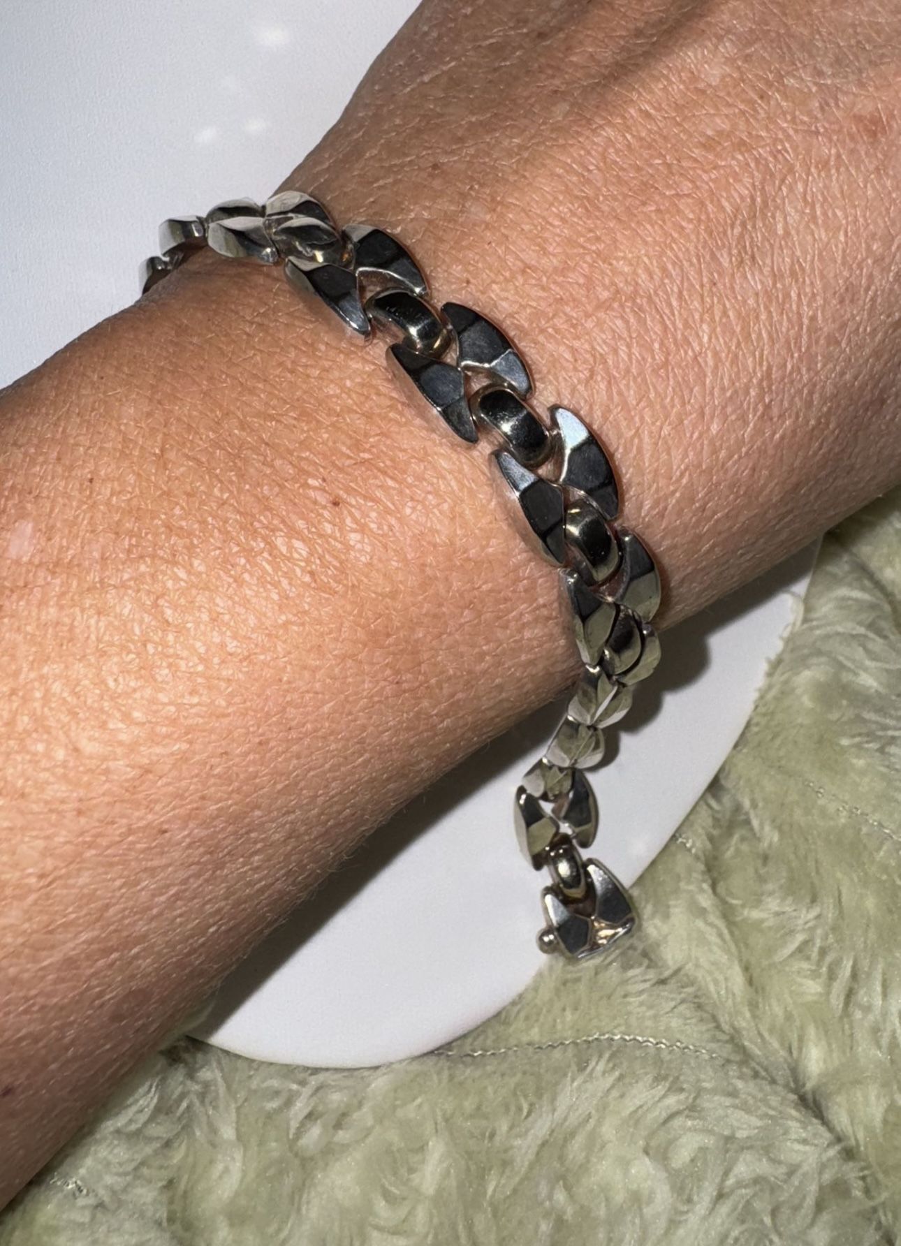 Vintage Solid Sterling Silver Guage Link Bracelet with Safety Clasp, 21.2g (UNISEX)