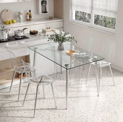 Glass table with 4 chairs