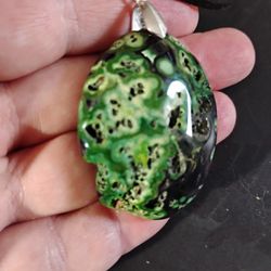 Green Fire Agate Rough Necklace