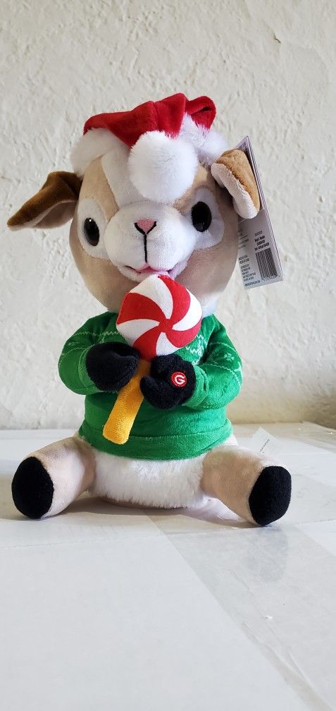 Gemmy Holiday Animated Goat with Lollipop Sings "Up on the Housetop" Christmas