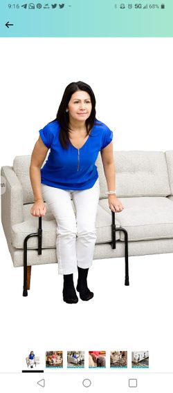 Stander EZ Stand-N-Go, Adjustable Standing Mobility Aid, Chair Assist Grab Bars with Ergonomic Stand Assist Handles, Independent Living Aid

