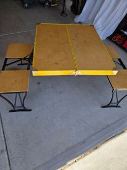 Vintage "Handy" Suitcase Folding Picnic Table & Chair Set Milwaukee Stamping Co.