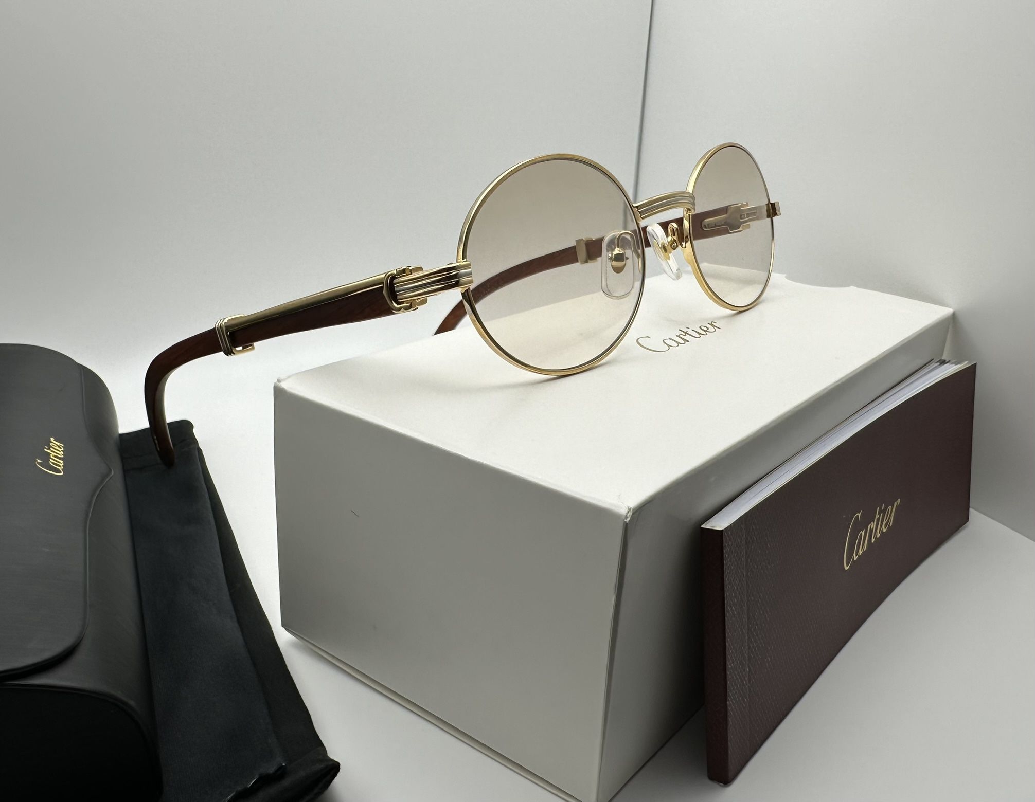 Cartier Giverny Vintage Oval Gold/Brown Buffalo Horn Buffs Glasses PRICE FIRM