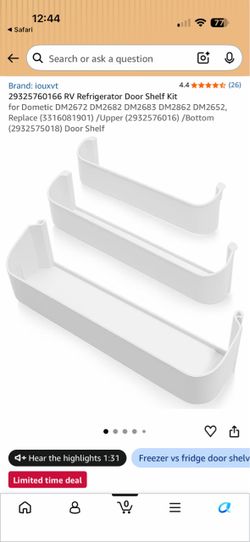 Dometic New, Never used- RV Refrigerator Door Shelf Kit