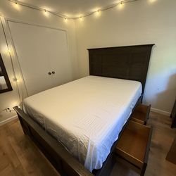 Queen set frame with dresser and night stand