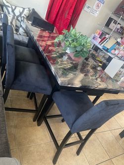 Counter Height Dining Table with 4 Chairs and a bench