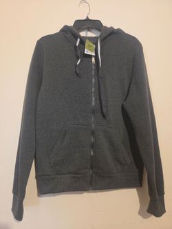 Gray Full-Zip Hoodie with Tags