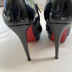 Christian Louboutin Black Patent Platform Bootie Size 37.5