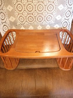 Wooden Bed Tray with Book Stand and Side Baskets